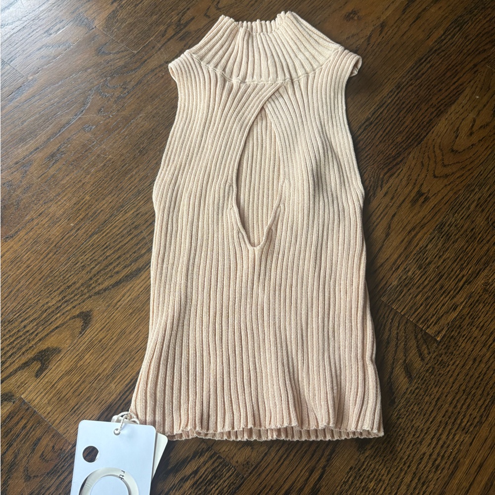Zara Ribbed Knit Tank Top in Cream
